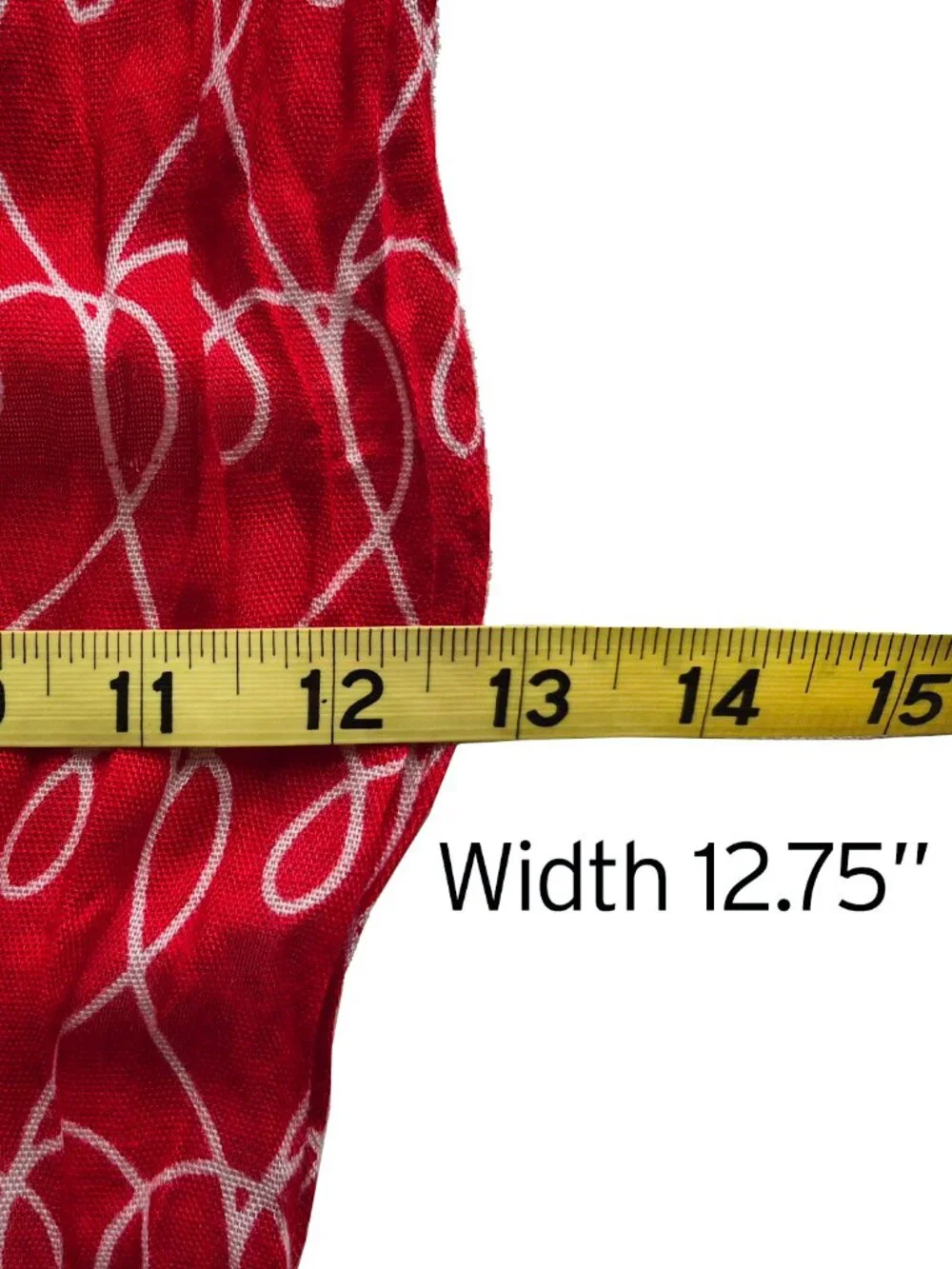 Hallmark Red with White scribbles Long Scarf Knotted Fringe 74